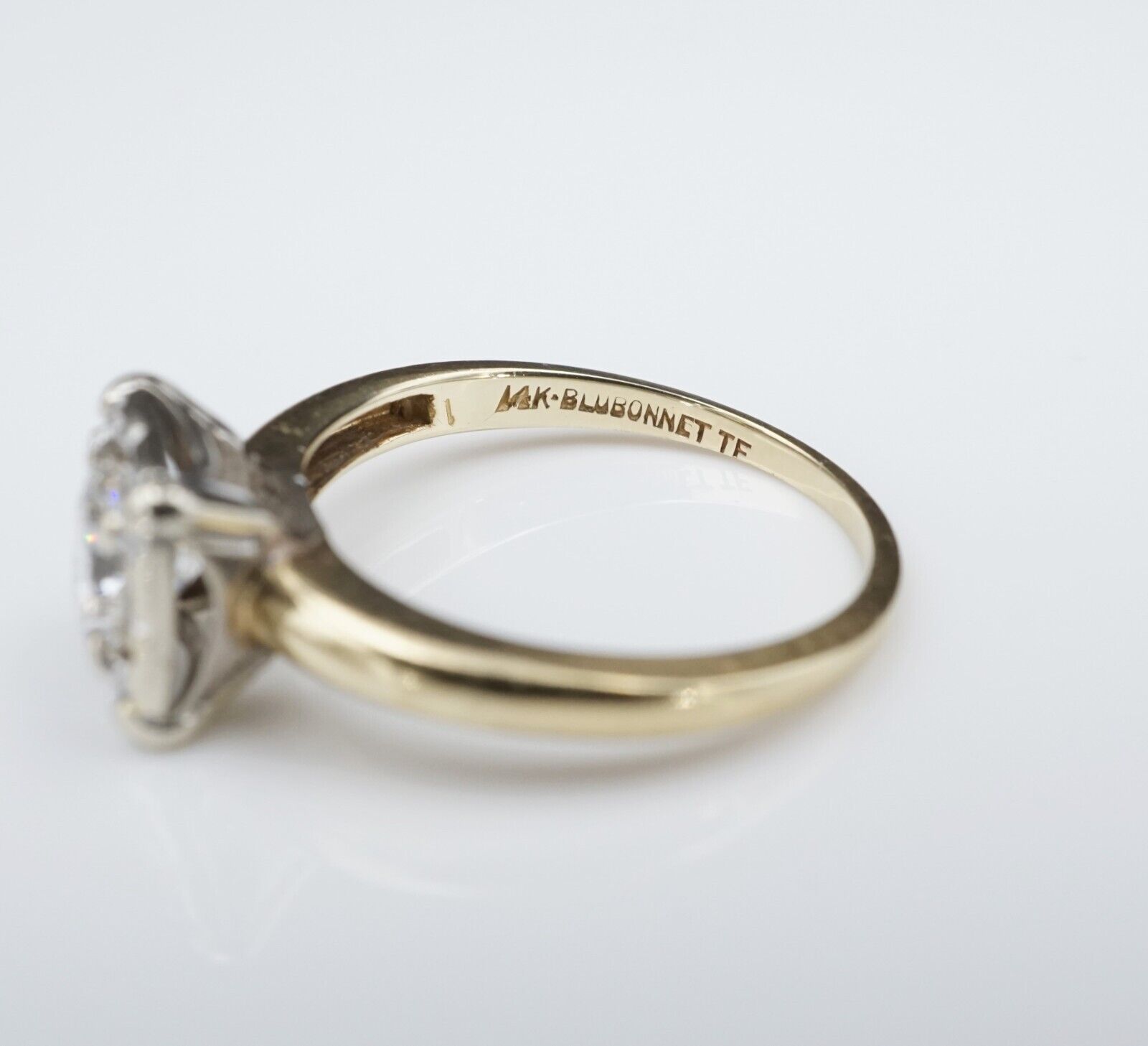 Vintage Bluebonnet 2 Tone 14k Gold 2/3ct Diamond Engagement Ring Size 6, view 5