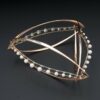 14k Rose White Gold Pearl Bangle Bracelet, view 3