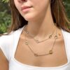 14k Gold Faceted Citrine Quartz Amethyst Prasiolite Station Necklace 36" shown worn