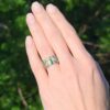 Vintage Apple Green Jade and Diamond 14k Gold Wide Band Ring Size 5.5, view 5