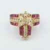 Diamond Ruby Cocktail Ring 18k Yellow Gold Size 8.75, view 2