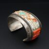 Anglo John Hornbeck Sterling Silver Coral Cobble Inlay Cuff Bracelet 6.5", view 1