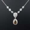 NWOT 18k Gold 3.4ct Pear Cut Chocolate Diamond Halo Pendant Necklace 16", view 1