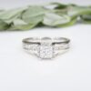 Helzberg 14k Gold 1 ctw Princess Diamond Halo Engagement Ring Sz 7.25 HDS, view 1