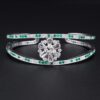 18k White Gold 4.5 carat Diamond Emerald Kick Cuff Bracelet 6.25", view 4
