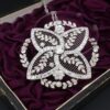 Antique Belle Epoque Platinum Diamond Floral Filigree Pendant Necklace, view 3