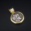 18k Gold Pendant Ancient Silver Coin Attica Tetradrachm Athena Owl 440BC, view 3
