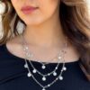 John Hardy Dot Collection Bib Necklace Sterling Silver Triple Row 18" shown worn