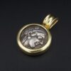 18k Gold Pendant Ancient Silver Coin Attica Tetradrachm Athena Owl 440BC, view 4