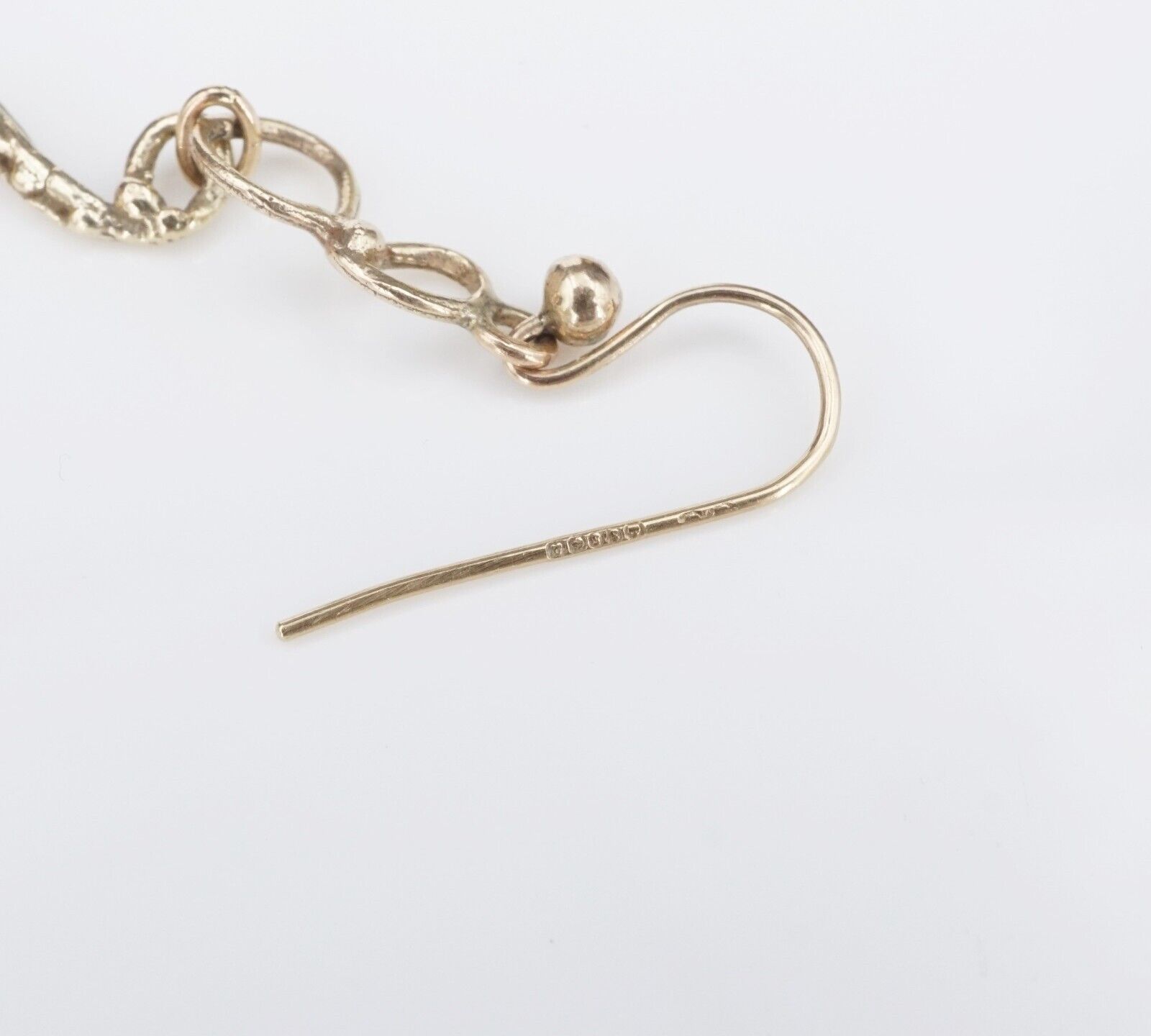 Prototype Jean Mahie 9k Yellow Gold Green Spinel Drop Hook Earrings 2.5", view 8