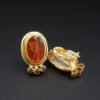 Elizabeth Locke Venetian Glass Intaglio Citrine Earrings 18k Yellow Gold, view 3