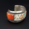Anglo John Hornbeck Sterling Silver Coral Cobble Inlay Cuff Bracelet 6.5", view 5