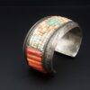 Anglo John Hornbeck Sterling Silver Coral Cobble Inlay Cuff Bracelet 6.5", view 2
