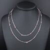 18k Dancing Diamond Station Necklace Pink Sapphire White Gold 36", view 8