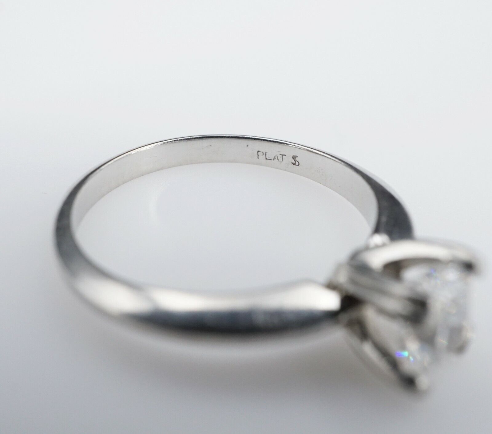 Platinum Solitaire 2/3 carat Cushion Cut Diamond Engagement Ring Size 6.5, view 5