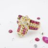 Diamond Ruby Cocktail Ring 18k Yellow Gold Size 8.75, view 1
