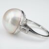 Vintage Mabe Pearl Diamond Ring Platinum Size 6.75 15 mm, view 1
