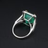 Platinum Natural Emerald Diamond Halo Ring Vintage, view 5