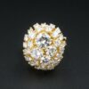 Vintage 18k Yellow Gold 4ct Pave Diamond Dome Ring Size 7.25 Adjustable, view 1