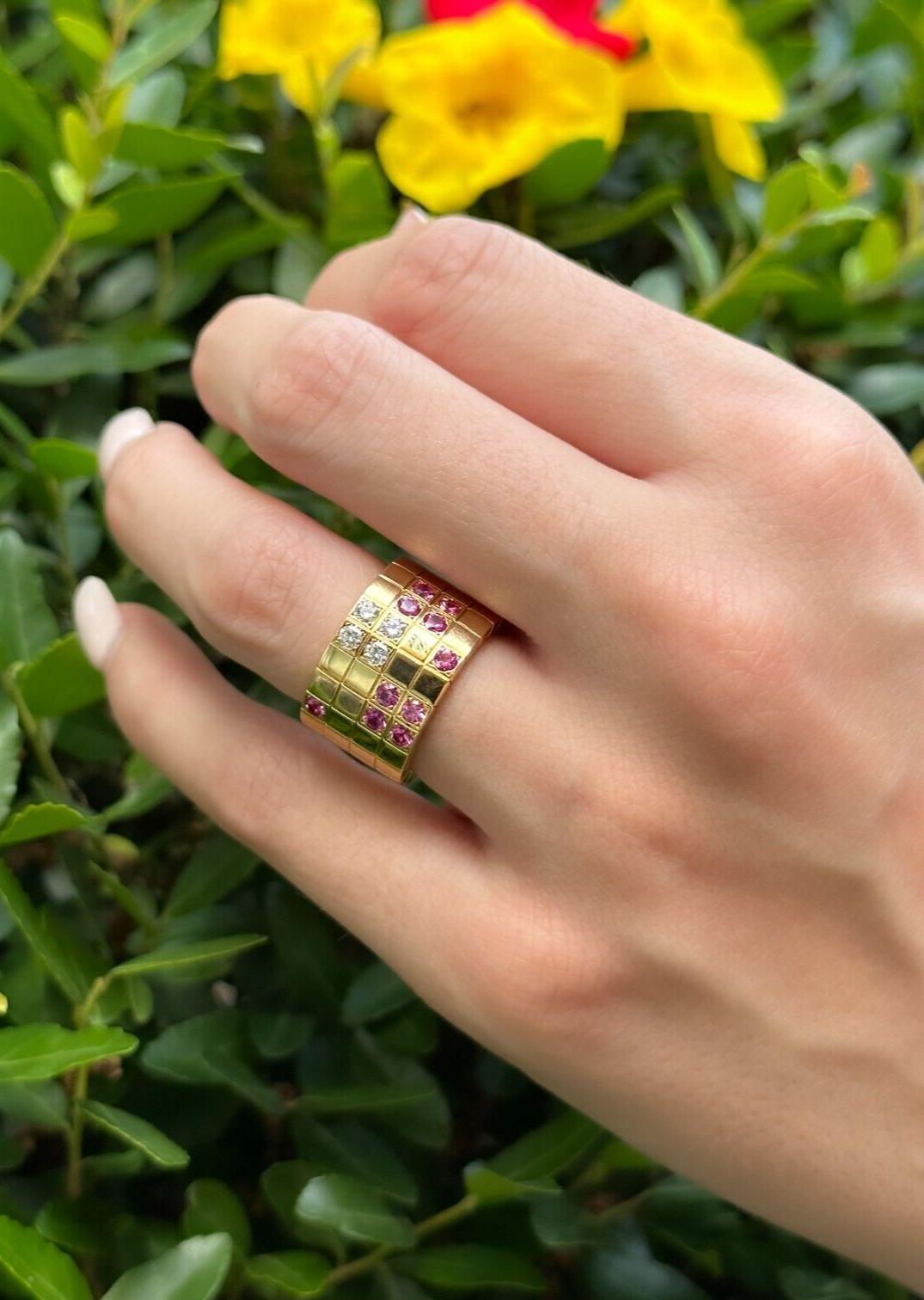 Cartier Diamond Pink Sapphire Lanieres Ring 18k Pink Gold Size 5 Euro 49, view 2