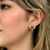 Masriera 18k Gold Earrings Natural Ruby Diamond Enamel Plique a Jour, view 2