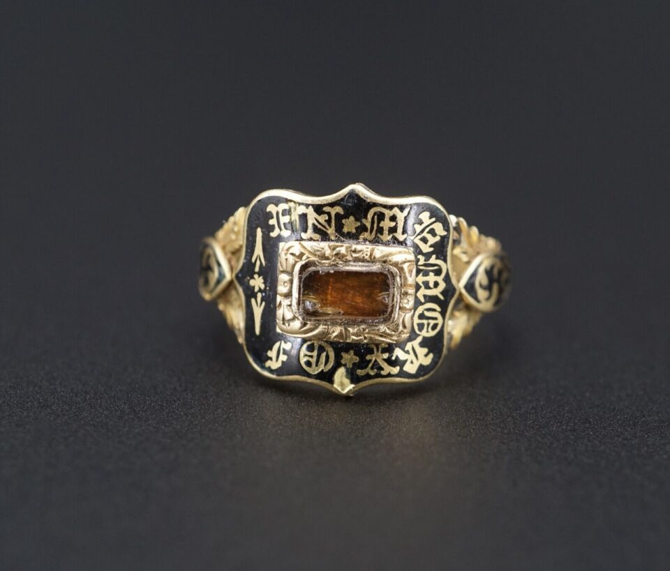 Victorian Mourning Gold Ring Size 6 Antique 18k RG4022