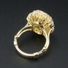 Vintage 18k Yellow Gold 4ct Pave Diamond Dome Ring Size 7.25 Adjustable, view 5