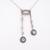 Antique Edwardian Diamond Sapphire Necklace Silver 18k Gold, view 4