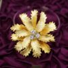 Asprey Vintage Floral Leaf Brooch 18k Gold Natural Diamond London, view 1