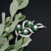 Vintage Platinum Emerald Diamond Brooch, view 2