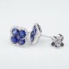 NWT 18k White Gold 3ct Diamond Halo Natural Sapphire Quatrefoil Earrings, view 5