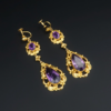 Antique Victorian Yellow Gold Amethyst Bib Necklace Earring Suite 16", view 5