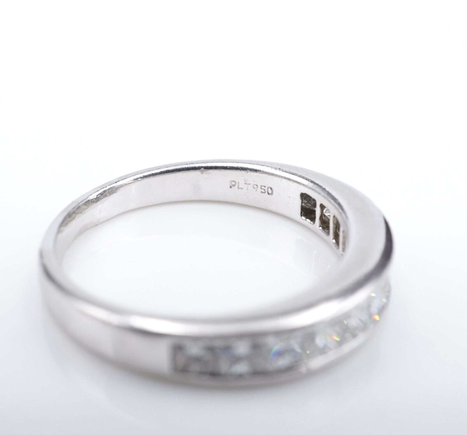 Platinum 1ct Diamond Half Eternity Band Stackable Ring Size 7.25 Princess, view 9