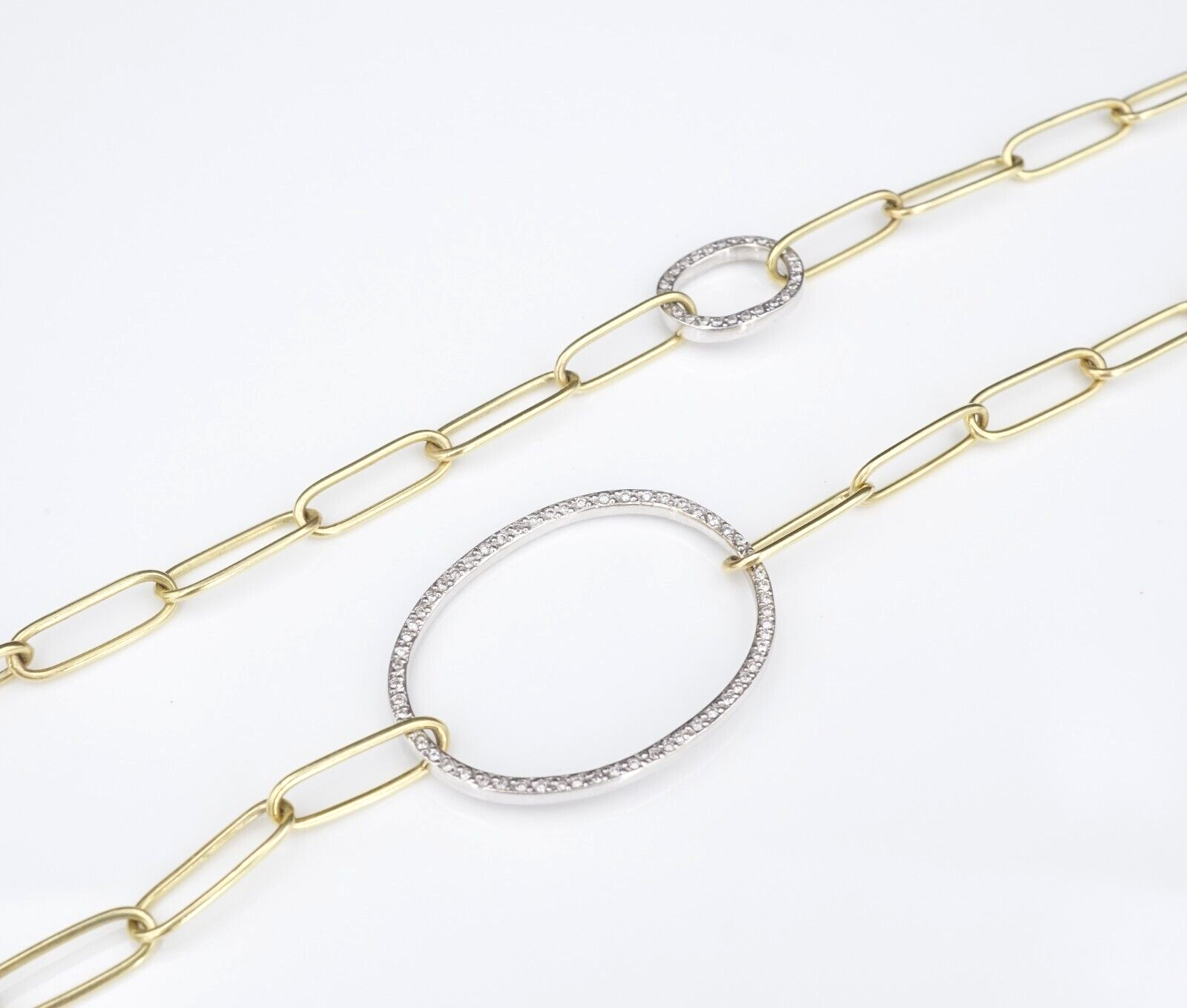 Ileana Makri 18k Gold Diamond Universe Oval Chain Necklace Paperclip 40", view 4