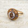 Antique Egyptian Revival Micro Mosaic Ring Scarab 14k 18k Gold Size 6.5, view 1