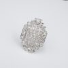 Vintage 18k White Gold Diamond Pave Cocktail Shield Ring Size 6.5, view 4