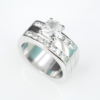 14k White Gold 1.8 ctw Diamond Engagement Ring EGL Sz 7 Square Euro Shank, view 1