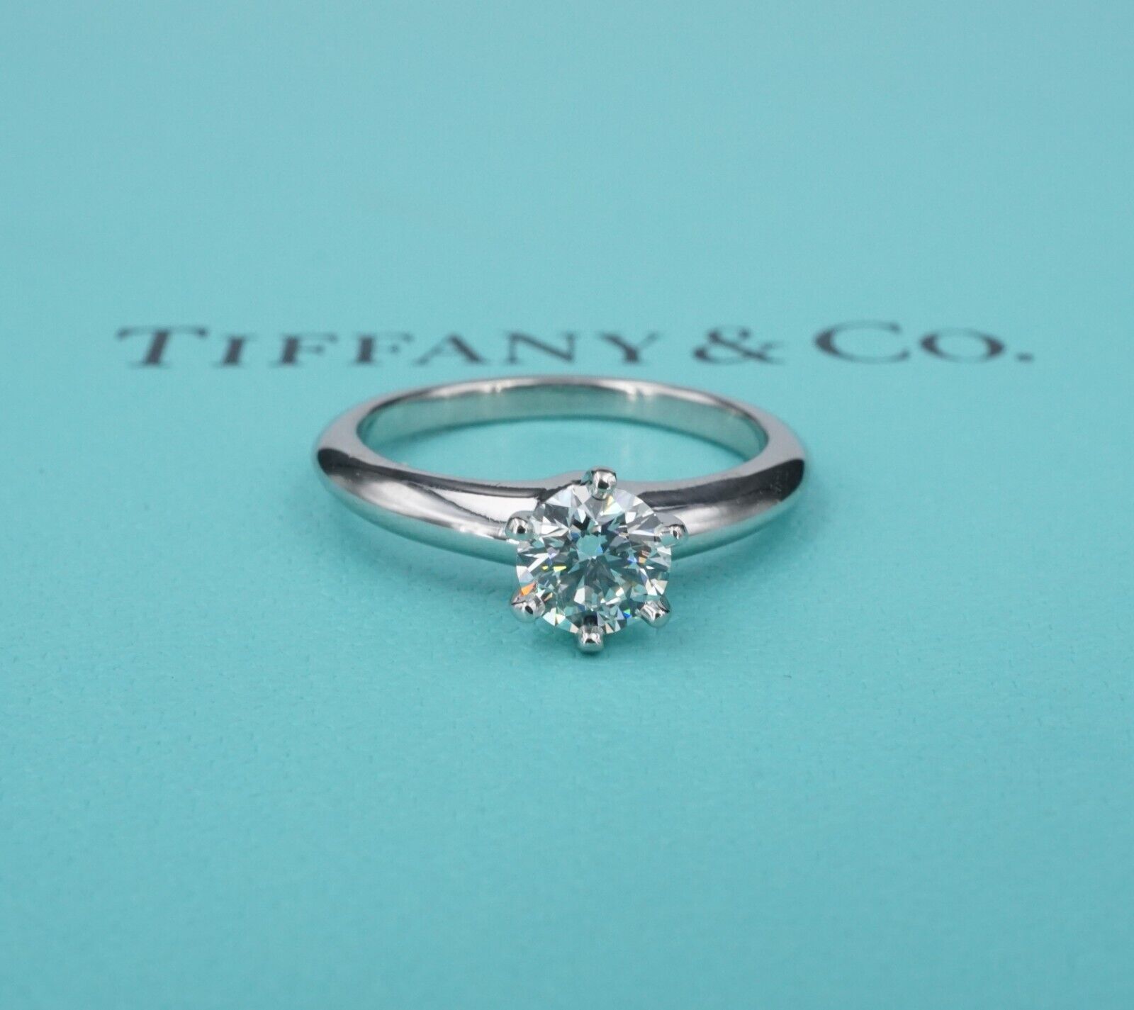 Tiffany & Co Diamond Engagement Ring Platinum .62ct H VS1 Size 5.5, view 1