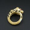 Gioconda Enamel Leopard Ring Cat Bypass 18k Yellow Gold Size 5, view 5