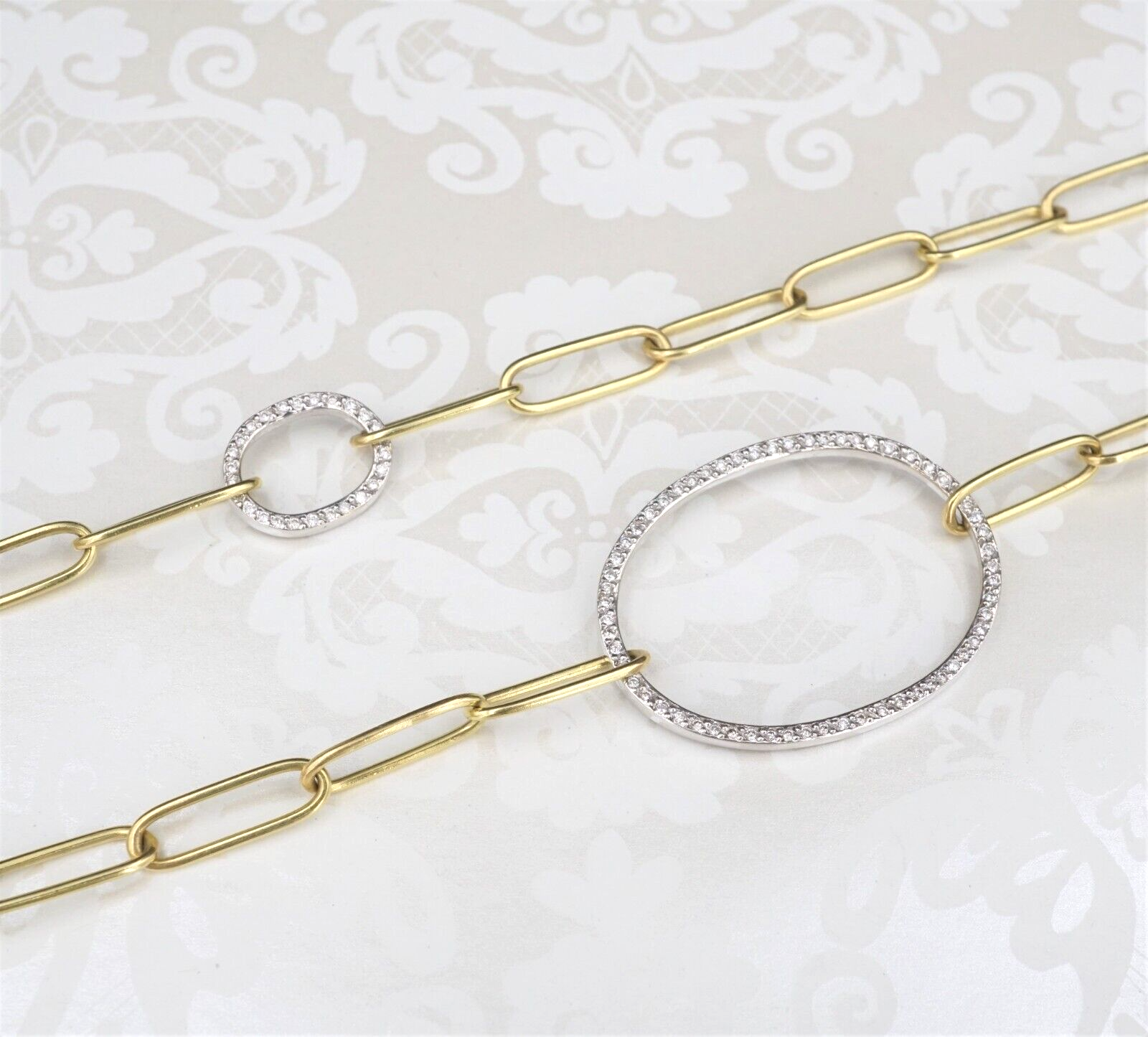 Ileana Makri 18k Gold Diamond Universe Oval Chain Necklace Paperclip 40", view 1