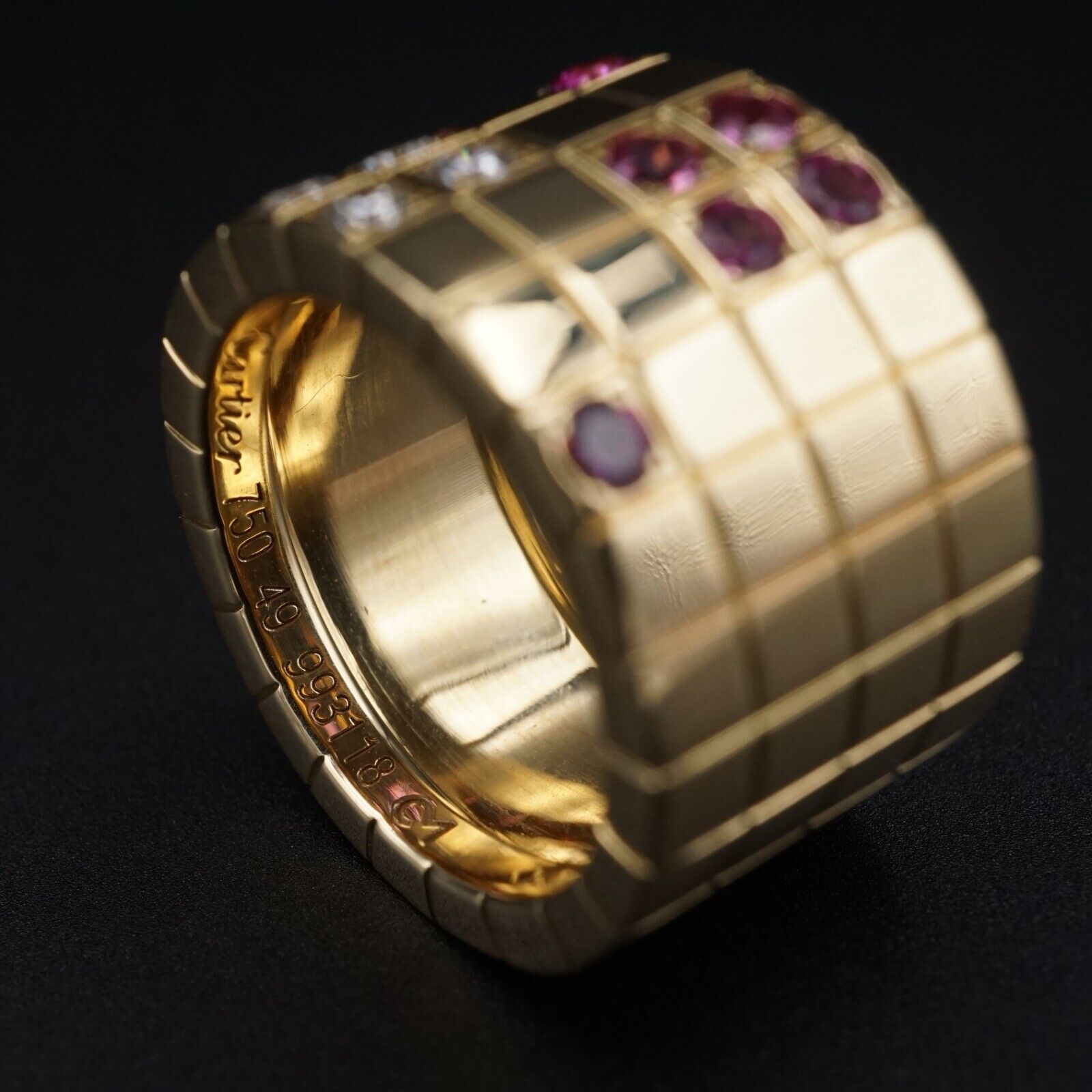 Cartier Diamond Pink Sapphire Lanieres Ring 18k Pink Gold Size 5 Euro 49, view 9