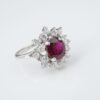 14k White Gold Cushion Ruby Diamond Floral Halo Ring Size 6.5, view 1