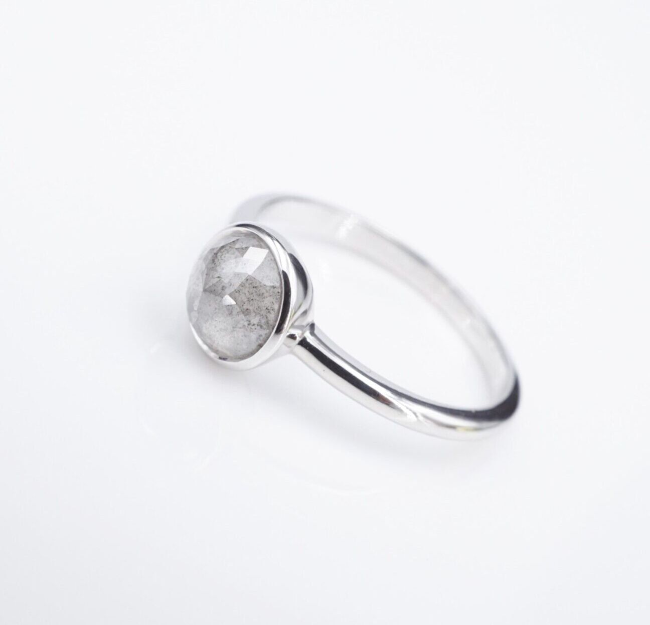 14k Salt and Pepper Diamond Ring White Gold Natural 1.25 ct Size 6.25 New, view 6