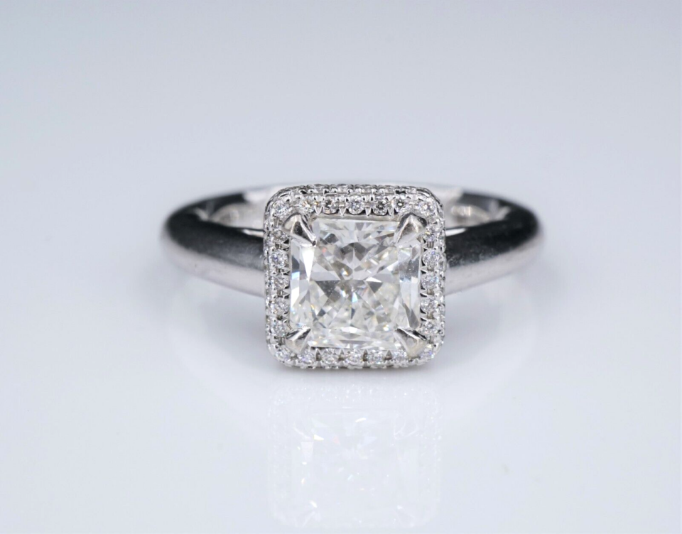 14k White Gold A Jaffe 1.5ct Radiant Cut Diamond Engagement Ring Size 6, view 3