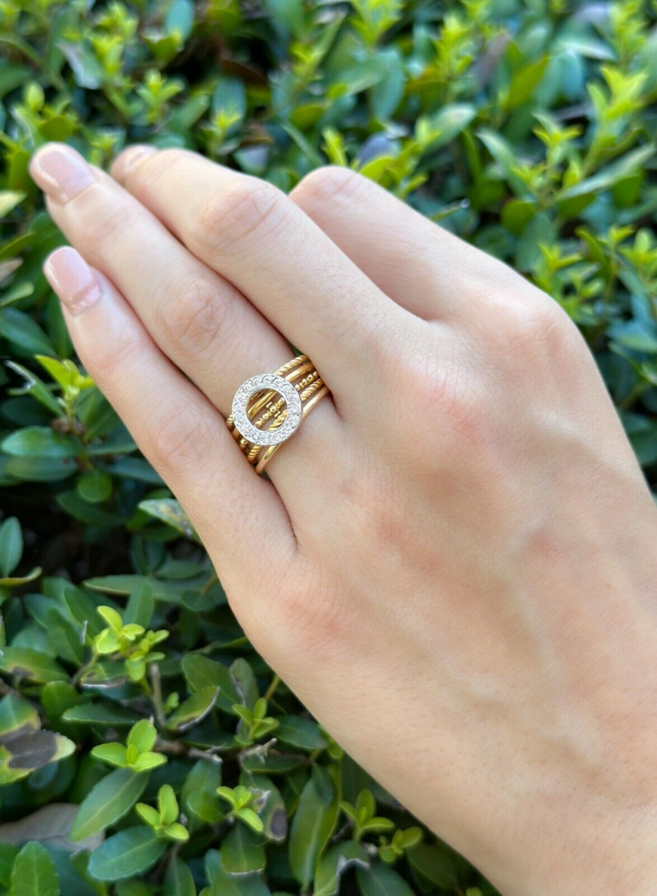 Carrera y Carrera 18k Yellow Gold Diamond Melodia 5 Band Ring Size 7, view 2