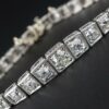 Antique Platinum 7 ctw Graduated Diamond Tennis Bracelet 7" Mine Cut, view 5