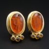 Elizabeth Locke Venetian Glass Intaglio Citrine Earrings 18k Yellow Gold, view 1