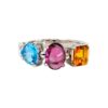 Bvlgari 18k White Gold Allegra Multi Gem Diamond Band Ring Size 5.5, view 1