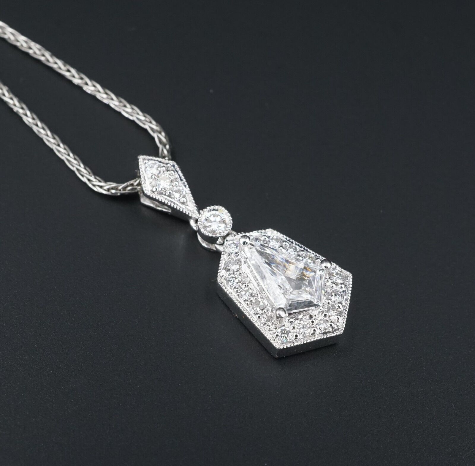 Henri Daussi 1ctw Natural Kite Diamond Cluster Pendant Necklace 18", view 4