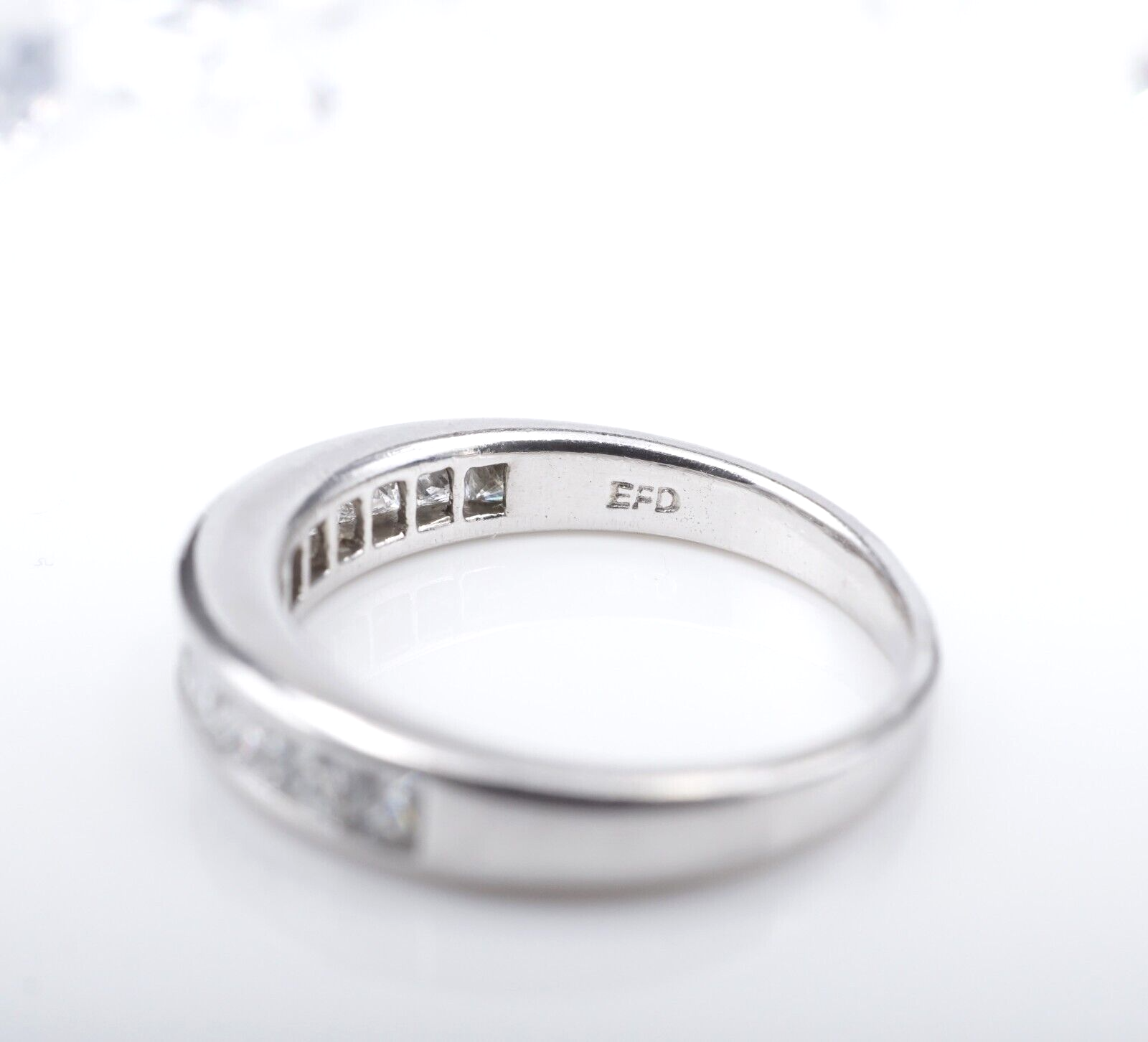 Platinum 1ct Diamond Half Eternity Band Stackable Ring Size 7.25 Princess, view 8